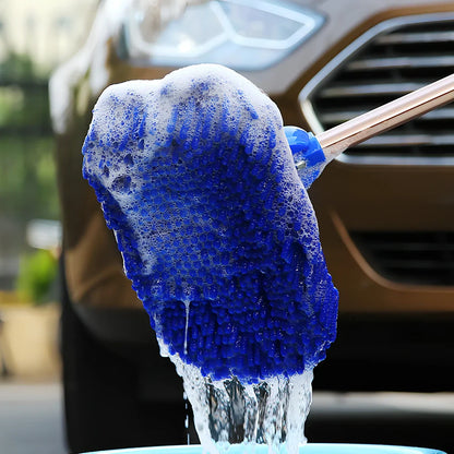Blue round chenille mop with 20cm diameter head and 300cm aluminium handle for floor cleaning