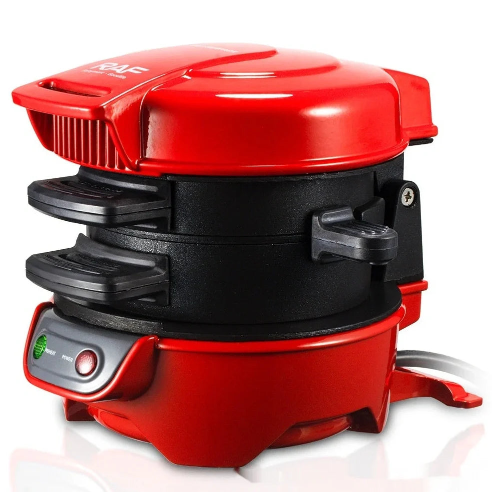 European standard red sandwich toaster with plastic stainless steel body and compact design