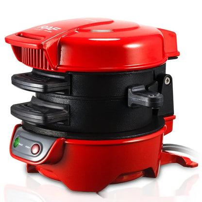 European standard red sandwich toaster with plastic stainless steel body and compact design