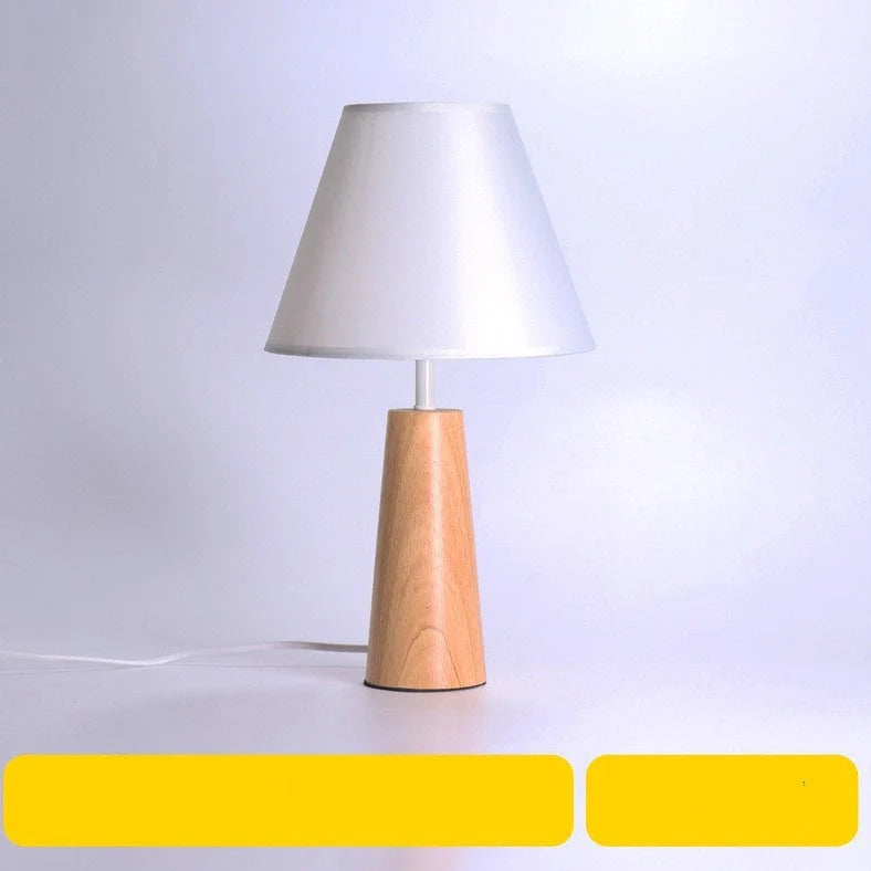 Solid wood bedside lamp with bamboo holder, 40cm height, 8cm base, wood colour finish