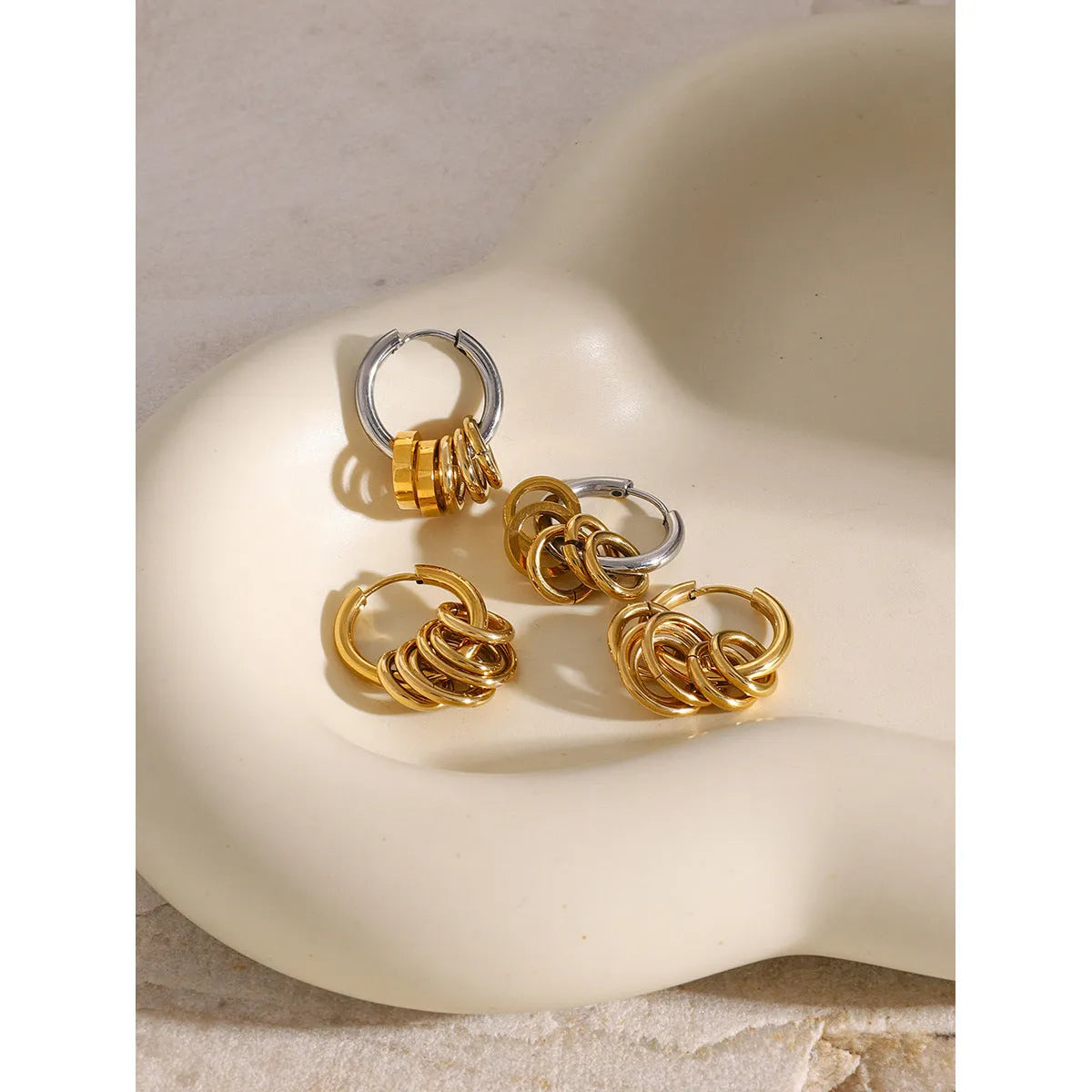 Stainless steel electroplated earrings with hypoallergenic construction for sensitive skin wearers