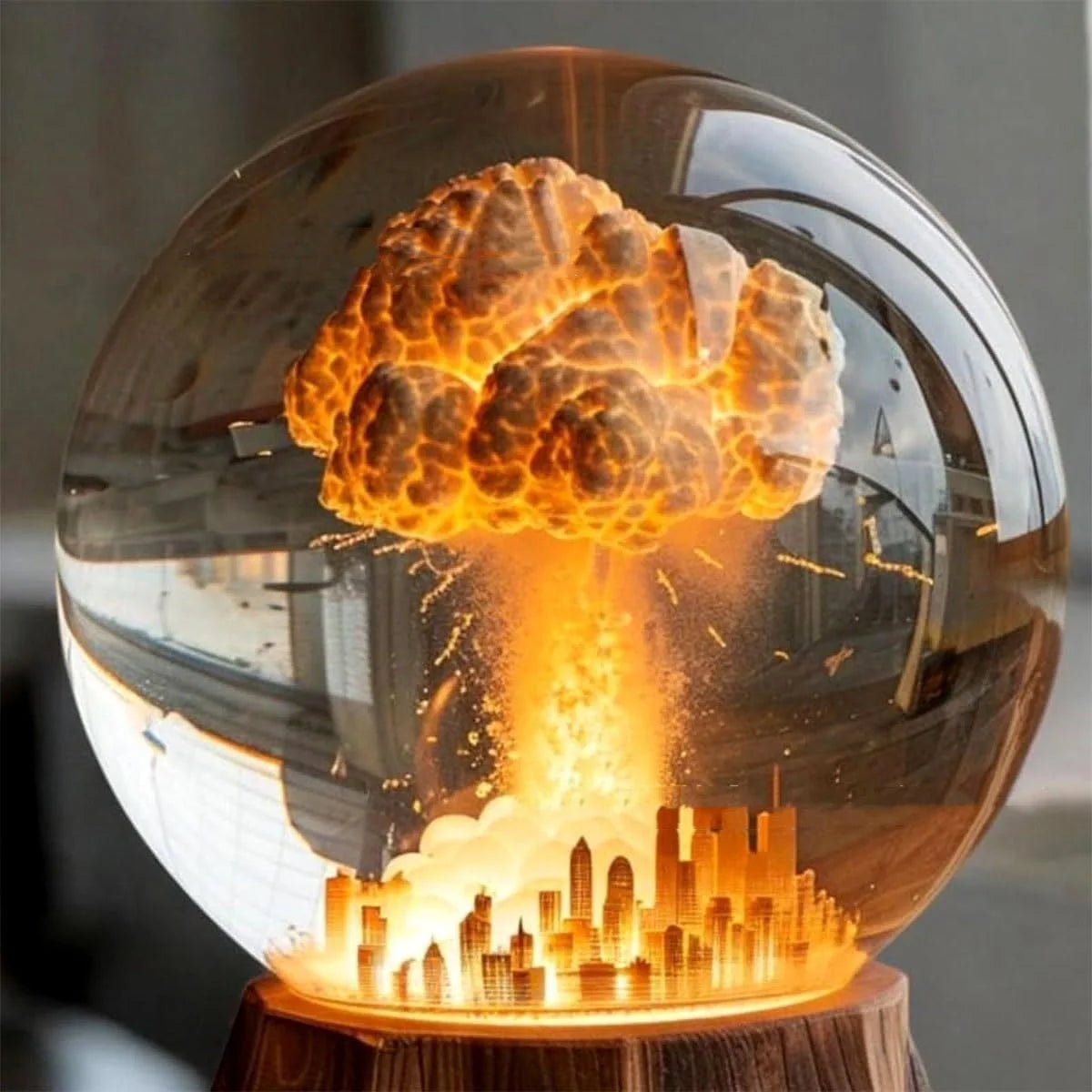 Atomic Bomb Explosion Lamp with 3D Mushroom Cloud Design - Eco-Friendly Resin Night Light