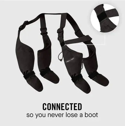 Black waterproof non-slip dog shoes paw protectors in various sizes