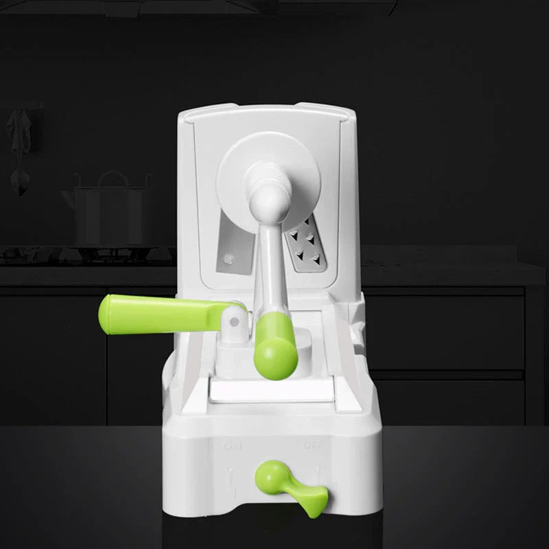 Versatile kitchen vegetable cutter with interchangeable stainless steel blades for effortless slicing, dicing, and shredding of produce