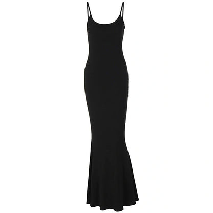 Women's slim bodycon spaghetti strap long dress in various colors