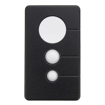 Black three-button garage door remote control for LiftMaster models