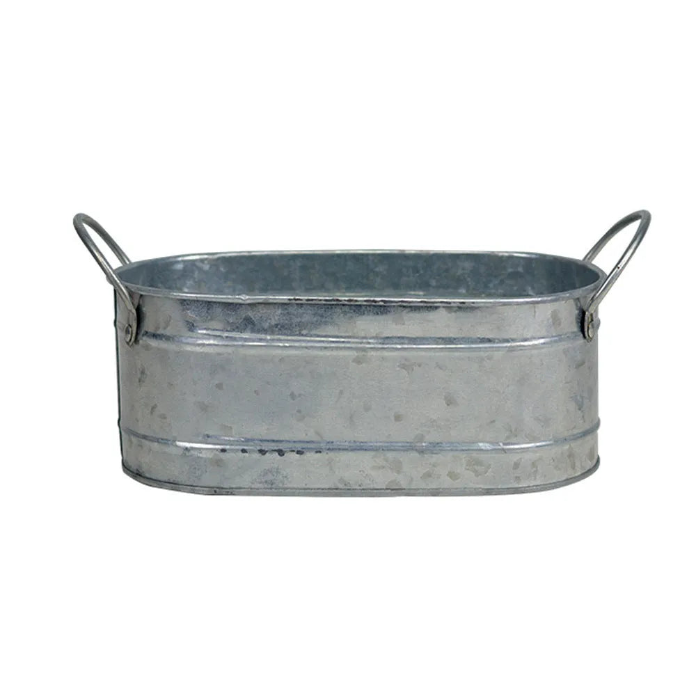 Iron sheet succulent flowerpot on desktop, 15cm diameter, corrosion-resistant and water-saving for indoor plants.