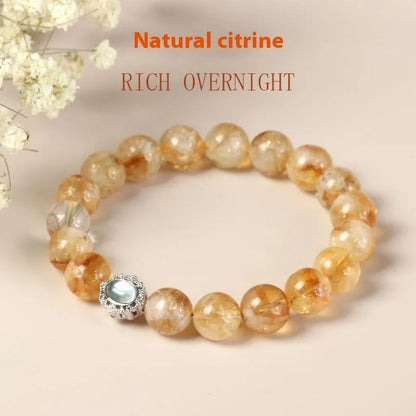 Citrine crystal bracelet with 10mm geometry beads and polished grinding treatment