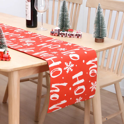 Double-sided snowman Christmas table flag measuring 180x33cm in flannel material