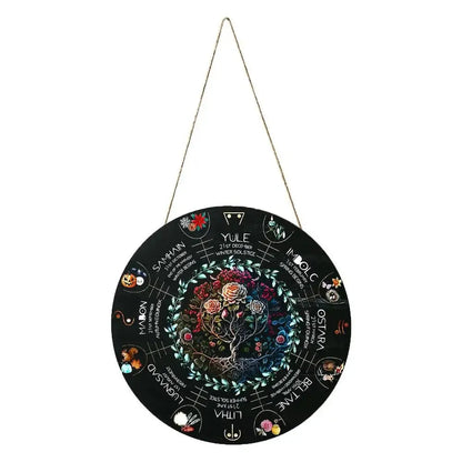 Wooden decorative pendant with disc design, 29.5 cm boxwood gift for holidays and gifting