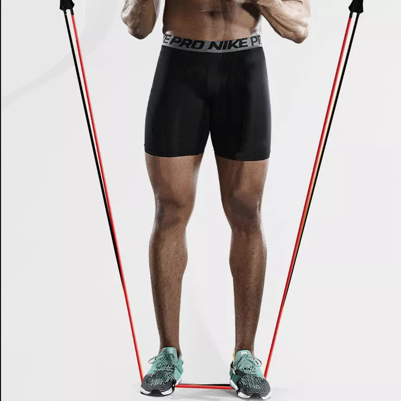 150-pound TPE fitness resistance band set with foam handles, foot rings, and tension ropes