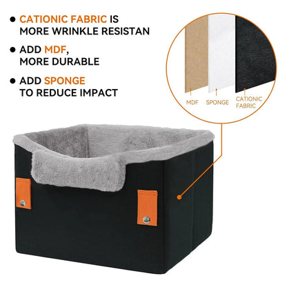 Cozy car booster seat for small dogs and cats up to 25 lbs with adjustable safety leash and collapsible design