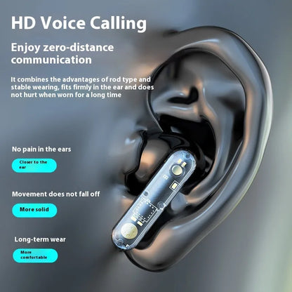 Translucent in-ear Bluetooth headset in clear, transparent black or transparent red with ABS shell and V5.3