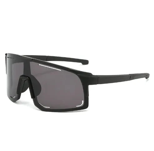 Square cycling sunglasses in black, blue, green, pink, or white frame with various lens films