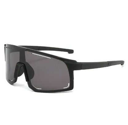 Square cycling sunglasses in black, blue, green, pink, or white frame with various lens films