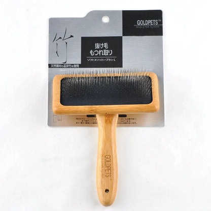 Bamboo air cushion pet comb with steel pins, Mengzong bamboo handle, sizes S M L