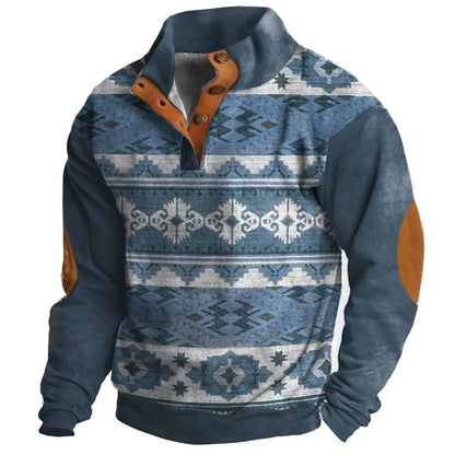 Loose four-button sweater with 3D digital printing texture in various colour options