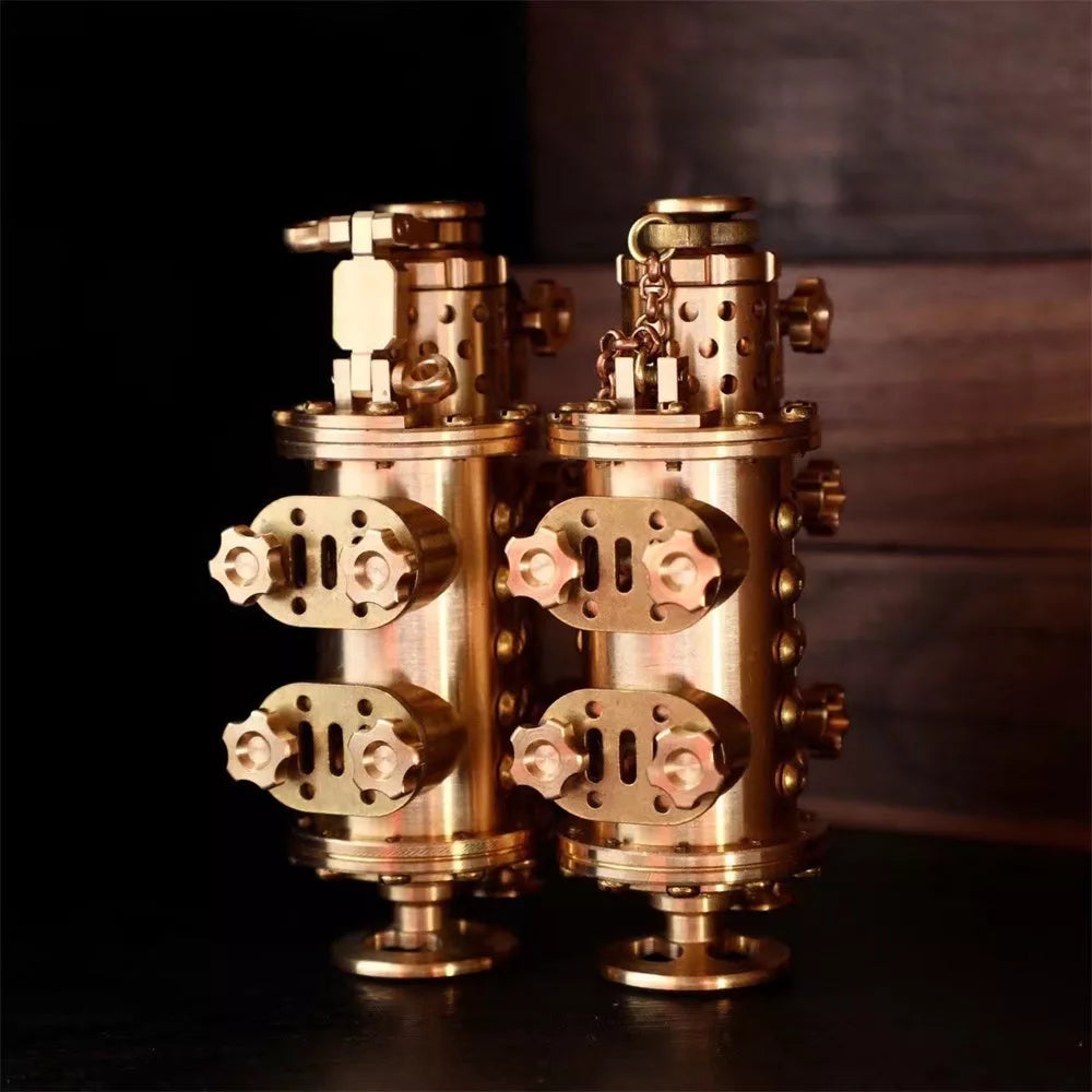 Handmade all copper mechanical punk kerosene lighter with brass color and shaft even style