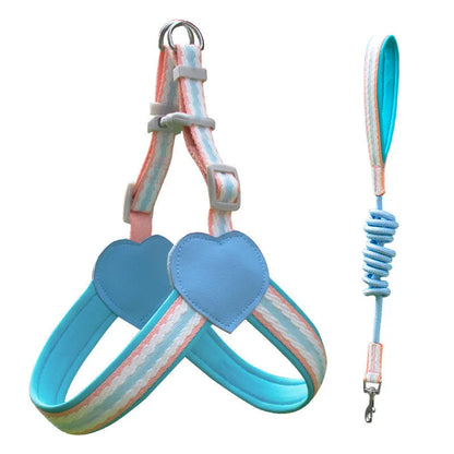 Dog walking chest strap harness with 1.5 metre hand holding rope in emerald green colour