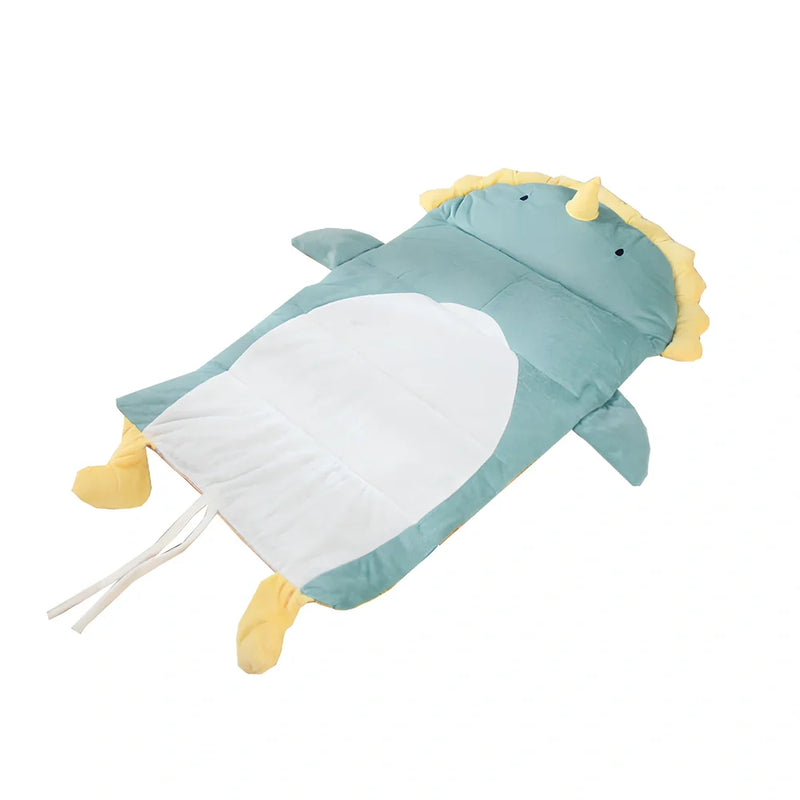 Detachable breathable cat bed with integrated cooling pad measuring 84x55cm in large size, featuring removable ice pad for temperature regulation and washable cloth construction for easy maintenance