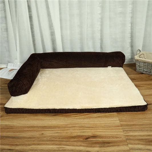 Corduroy pet sofa bed in red colour with high-density sponge padding and non-slip base