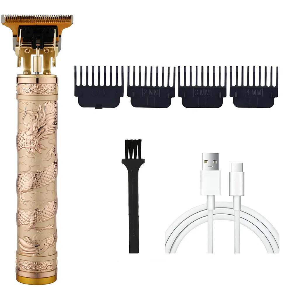 Carved electric hair clipper with retro oil head design in professional white colour with copper core motor