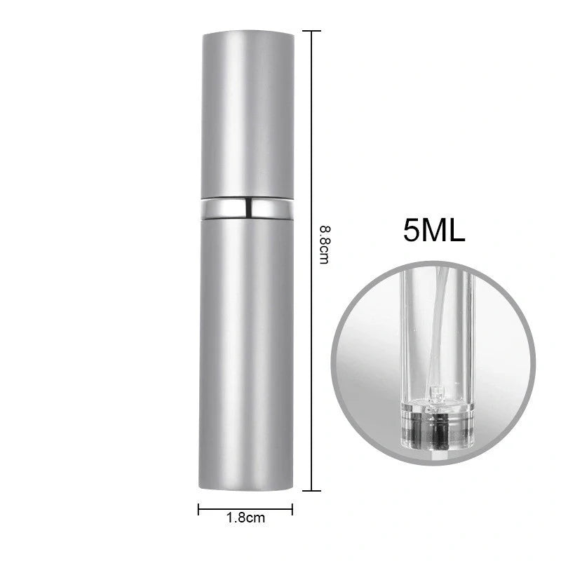 Portable perfume atomizer with compact, travel-friendly design and multiple color options