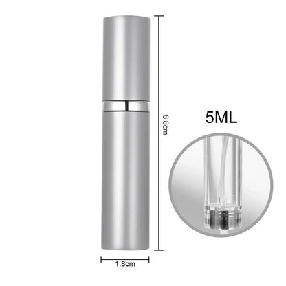 Portable perfume atomizer with compact, travel-friendly design and multiple color options