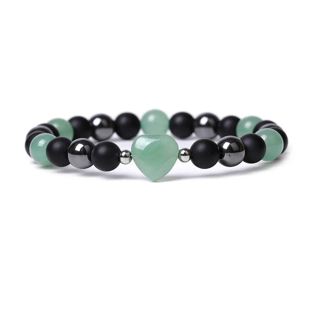 Lvdongling Tigereye hand-cut peach heart stone bracelet with cosmic moon and planet elements