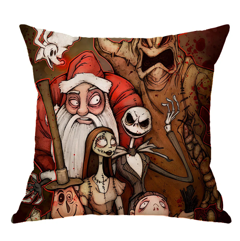 45x45cm linen pillow cover with skull pattern for Halloween decorations