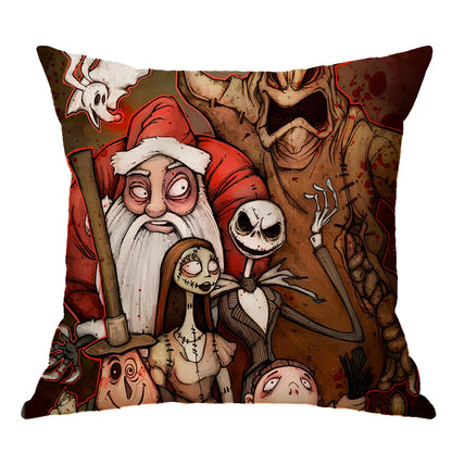 45x45cm linen pillow cover with skull pattern for Halloween decorations