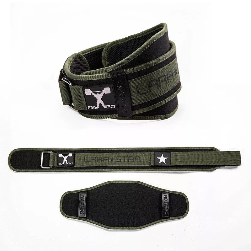 Men's large fitness belt in army green for lumbar support during workouts