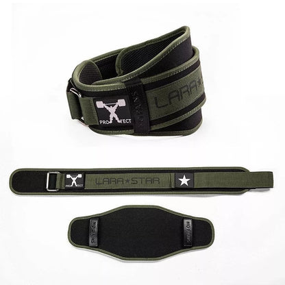 Men's large fitness belt in army green for lumbar support during workouts