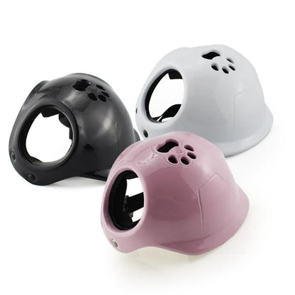 PET plastic cycling helmet for small and medium sized dogs in black, white, or pink colours