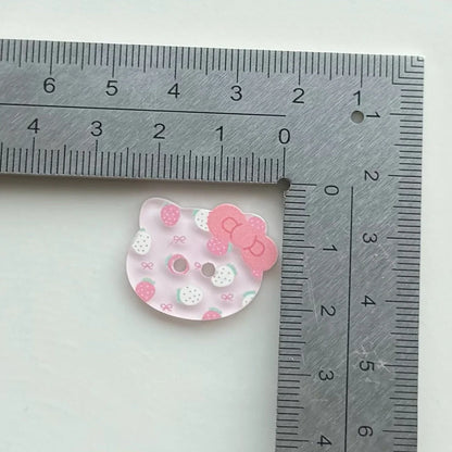 DIY acrylic button with cartoon plaid design measuring 2cm diameter for clothing customisation projects