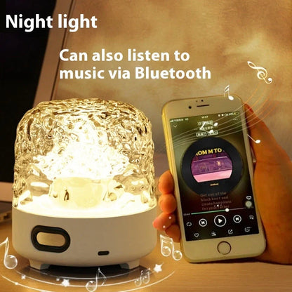 Bedroom projection night light showing water ripple and starry sky effects with remote control