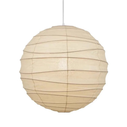 Japanese-style spherical rice paper chandelier with 30cm, 45cm, and 55cm diameter options for ambient lighting