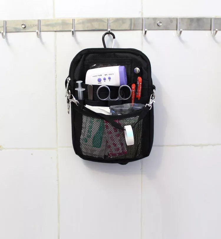 Medical staff waist bag in black, purple, navy blue, and silver gray with 15KG capacity
