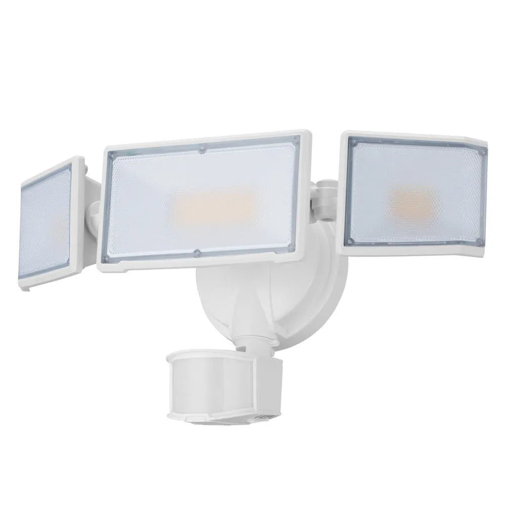 White LED human body induction security flood light with 70W 7000lm brightness and 21m motion detection