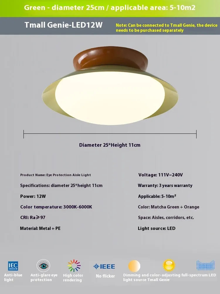 Modern flying saucer shaped ceiling lamp in cream style with minimalist design and clean geometric lines