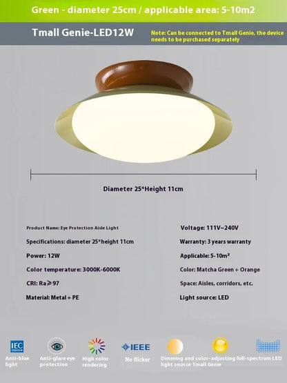 Modern flying saucer shaped ceiling lamp in cream style with minimalist design and clean geometric lines