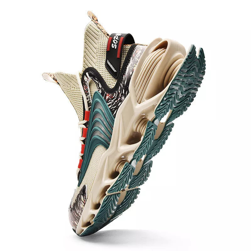 Flying Woven Large Size Mesh Men's Shoes in white, black, and beige