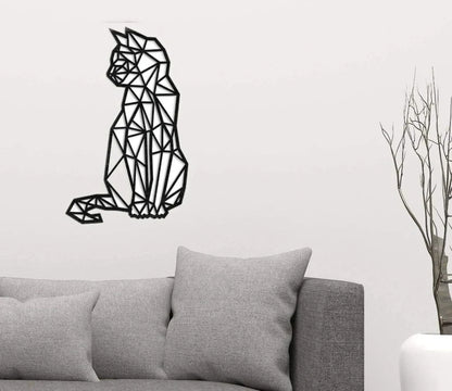 Black laser-engraved galvanized iron cat wall art pendant, 46x30x1.5cm dimensions for home decor