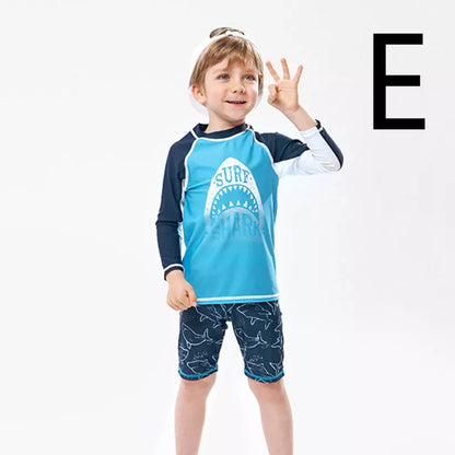 Boys' quick-dry swim trunks with vibrant prints, perfect for pool and beach