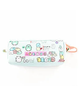 Leather pencil case, 22cm x 9.5cm x 7cm, zip closure, animal and fruit patterns, 18 colours
