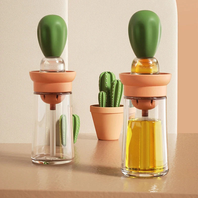 Creative silicone brush head oil bottle in vibrant colors for precise kitchen oil application