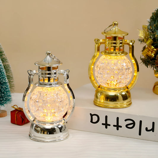 Gold retro oil lamp design LED night light measuring 14.5cm tall