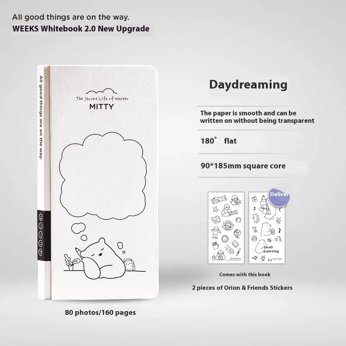 Plaid grid notebook with paper cover, 14.8 x 21 cm, includes vinyl stickers for customisation