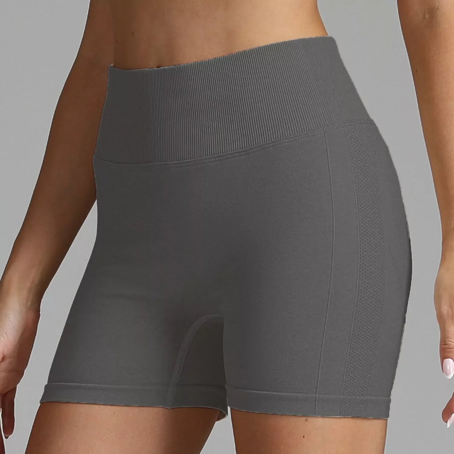 High waist seamless yoga shorts for women with hip-lifting design in various colors