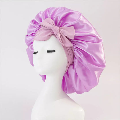 Double-layer silk bonnet for sleeping in various colors